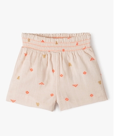 short bebe fille en double gaze a taille smockee - lulucastagnette rose shortsF950901_1