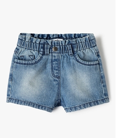 GEMO Short bébé fille en jean avec ceinture élastiquée Gris