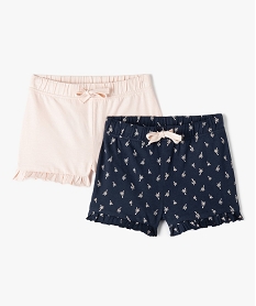 GEMO Short bébé fille avec volant dans le bas (lot de 2) Bleu