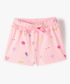 short bebe fille imprime en maille a taille elastiquee avec volant roseF951801_1