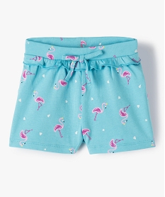 short bebe fille imprime en maille a taille elastiquee avec volant bleu shortsF951901_1