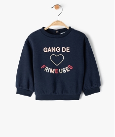 GEMO Sweat bébé fille molletonné à motif Bleu