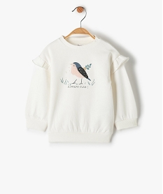 sweat bebe fille avec motif et volants sur les epaules beige sweatsF953001_1