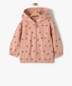 GEMO Sweat bébé fille à capuche et fermeture zippée violet vif