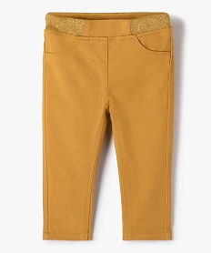 GEMO Jegging bébé fille à taille réglable et ceinture pailletée Jaune