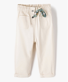 GEMO Pantalon bébé fille avec petit nœud bandana Beige