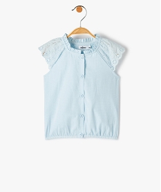 GEMO Blouse bébé fille sans manches avec épaules brodées Bleu