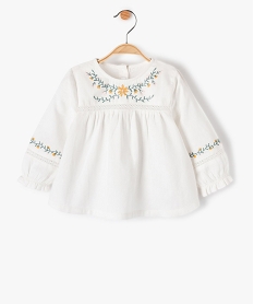 GEMO Blouse bébé fille brodée à manches longues Beige