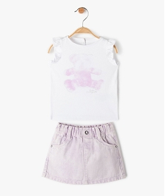 GEMO Ensemble bébé fille 2 pièces : tee-shirt + jupe - LuluCastagnette Blanc