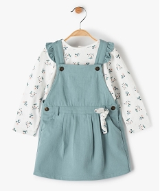 GEMO Ensemble bébé fille 2 pièces : robe + tee-shirt manches longues fleuri Bleu