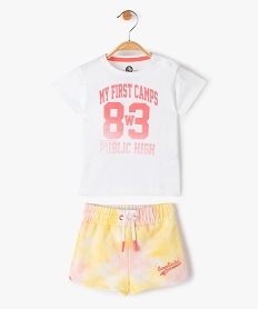 GEMO Ensemble bébé fille 2 pièces : short tie-and-dye + tee-shirt  - Camps United Blanc