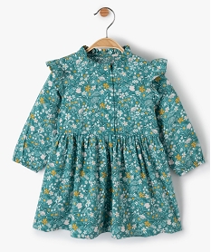 GEMO Robe bébé fille à manches longues à motifs fleuris Bleu