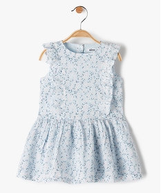 GEMO Robe bébé fille sans manches à motifs fleuris Bleu