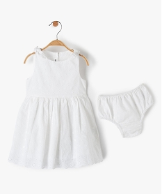 GEMO Ensemble bébé fille 2 pièces : robe + bloomer en dentelle anglaise Blanc