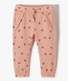 pantalon bebe fille en maille avec petits volants roseF959101_1