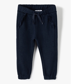 GEMO Pantalon bébé fille en maille avec petits volants noir chine