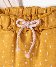 pantalon bebe fille en maille avec ceinture fantaisie (lot de 2) jauneF959301_2