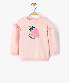 pull bebe fille avec motif a sequins et volants aux epaules rose pullsF960501_1