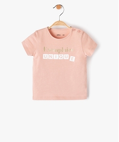 GEMO Tee-shirt bébé fille à manches courtes et motif pailleté Rose