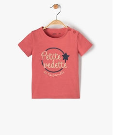 GEMO Tee-shirt bébé fille à manches courtes et motif pailleté Rose