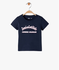 GEMO Tee-shirt bébé fille à manches courtes et motif pailleté Bleu