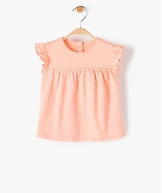 tee-shirt bebe fille sans manches avec dentelle et lisere paillete rose tee-shirts manches courtesF961801_1