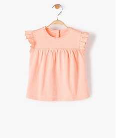 tee-shirt bebe fille sans manches avec dentelle et lisere paillete roseF961801_1