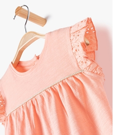 tee-shirt bebe fille sans manches avec dentelle et lisere paillete rose tee-shirts manches courtesF961801_2