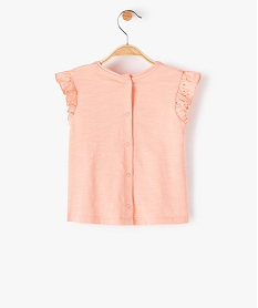 tee-shirt bebe fille sans manches avec dentelle et lisere paillete rose tee-shirts manches courtesF961801_3