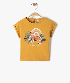 tee-shirt bebe fille avec motif paillete jaune tee-shirts manches courtesF962101_1
