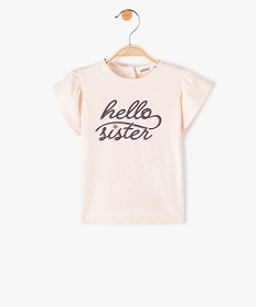 tee-shirt bebe fille imprime a manches volantees rose tee-shirts manches courtesF962701_1