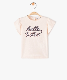 tee-shirt bebe fille imprime a manches volantees roseF962701_1