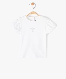 GEMO Tee-shirt bébé fille avec manches fantaisie Blanc