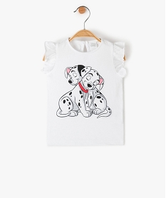 GEMO Tee-shirt bébé fille imprimé à manches volantées – Disney Blanc