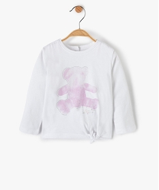 GEMO Tee-shirt bébé fille à manches longues et pattes à nouer - LuluCastagnette Blanc