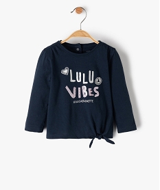 GEMO Tee-shirt bébé fille à manches longues et pattes à nouer - LuluCastagnette Bleu