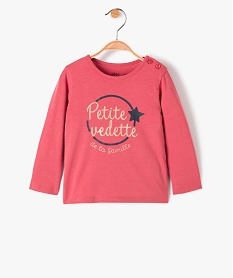 GEMO Tee-shirt bébé fille manches longues avec motifs et inscriptions Rose