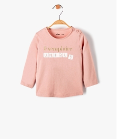 GEMO Tee-shirt bébé fille manches longues avec motifs et inscriptions Rose