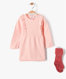 GEMO Ensemble bébé fille 2 pièces : robe + collants Rose