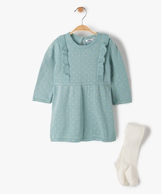 GEMO Ensemble bébé fille 2 pièces : robe + collants Vert