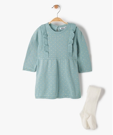 GEMO Ensemble bébé fille 2 pièces : robe + collants Vert