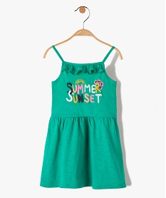 GEMO Robe bébé fille à bretelles col volanté et inscription estivale vert standard
