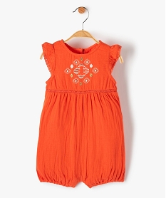 GEMO Combishort bébé fille en gaze de coton look barboteuse - LuluCastagnette Orange