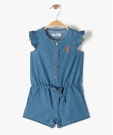 GEMO Combishort en jean bébé fille boutonée Bleu