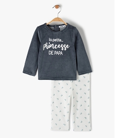GEMO Pyjama fille en velours mix&match gris standard