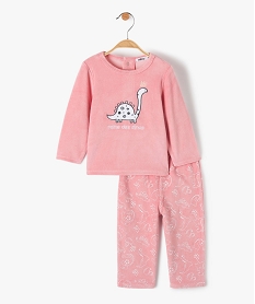GEMO Pyjama bébé fille 2 pièces en velours avec message Rose