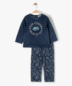 GEMO Pyjama bébé 2 pièces en velours avec motifs dinosaures Bleu