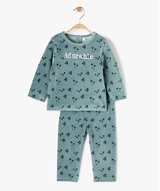 GEMO Pyjama bébé en velours 2 pièces avec motifs palmiers Vert
