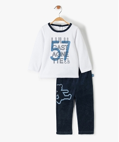 GEMO Pyjama bébé 2 pièces en velours - LuluCastagnette Blanc