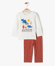 pyjama bebe garcon 2 pieces avec motifs animamux beigeF972101_1